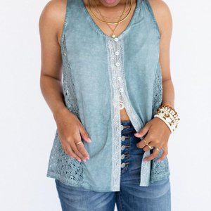 3BN Three Bird Nest HOLLAND BUTTON DOWN TANK TOP